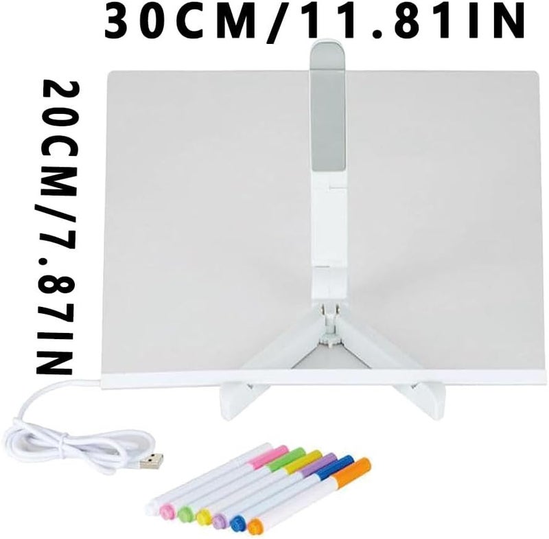 6523341 لوحة ملاحظات LED ملونة، لوحة رسائل أكريليك مضيئة، لوحة مسح جاف مضيئة مع قاعدة متينة، لوحة مذكرات مع ضوء تفاعلي، لوحة بيضاء لتوليد الأفكار (11.8*7.9 بوصة) - Image 3
